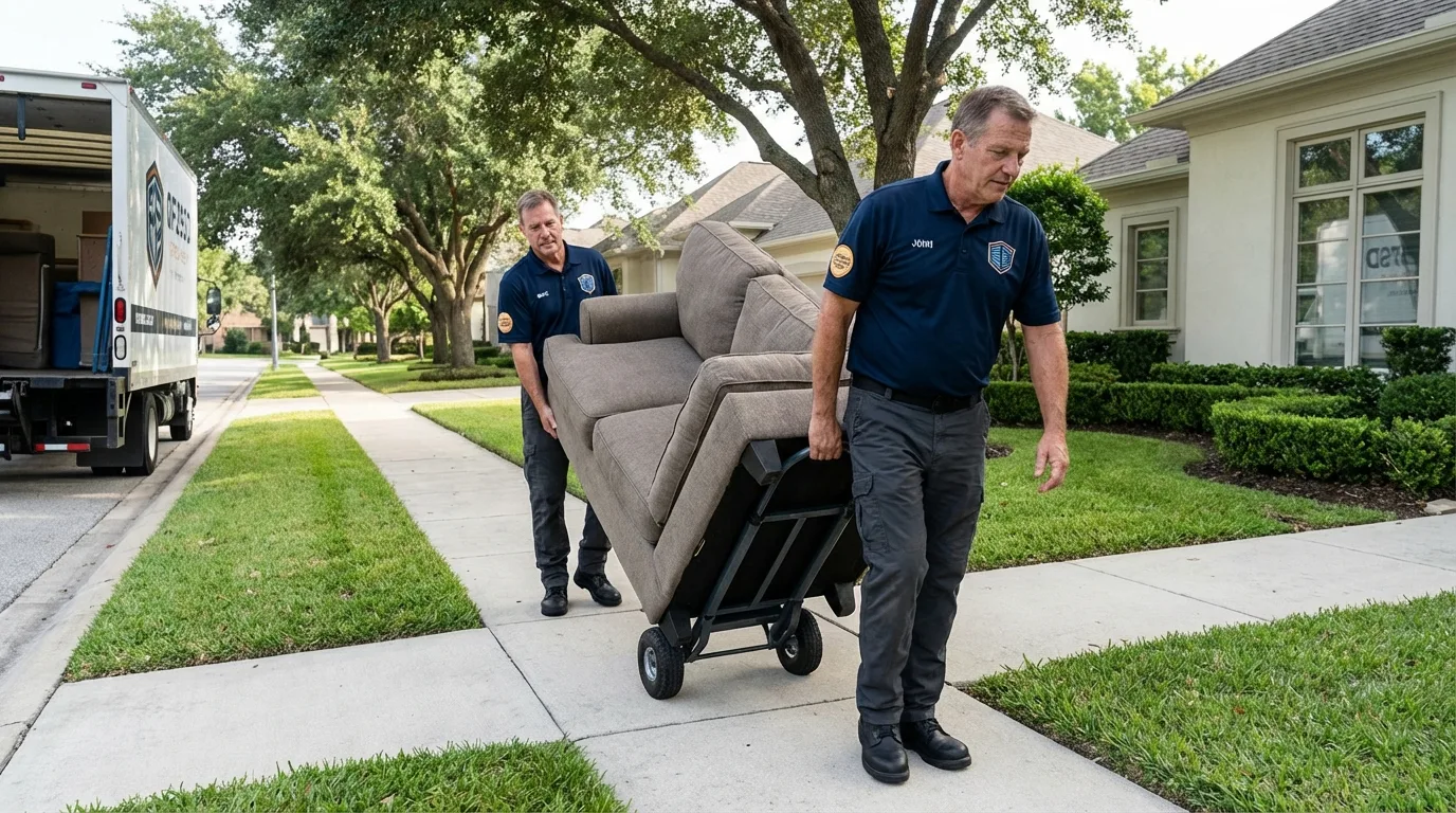 Local residential moving crew loading furniture in Sturgeon Bay, WI
